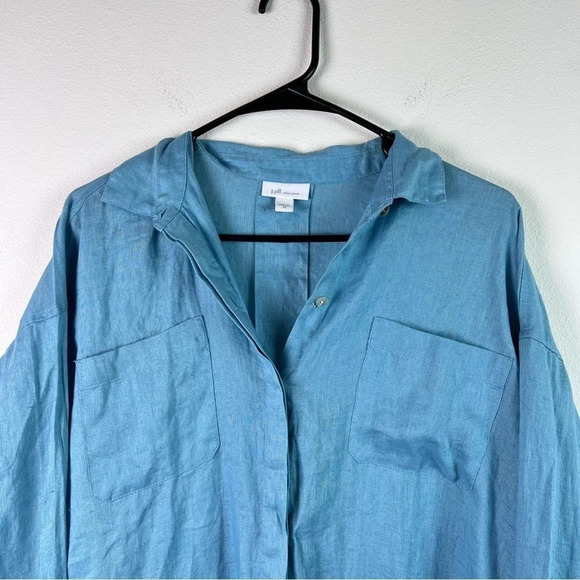 J. Jill Love Linen Blue Button Up Top (XS) 100% Linen, Tunic Shirt, Earthy Chic - Picture 2 of 12